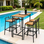 VINGLI 5 Pieces Outdoor Patio Bar Set, Acacia Wood Outdoor Dining Set Patio - Image 8