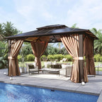 Aoxun 10'x12' Hardtop Gazebo, Aluminum Frame Permanent Pavilion - Image 2