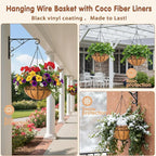 10 inch Metal Hanging Baskets For Plants Outdoor 4 Pack Round Metal Wire - Image 3