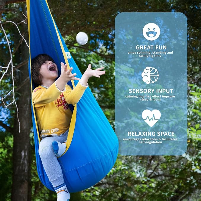 OUTREE Kids Pod Swing Seat, Cotton Child Hammock Swing Chair, Sensory Swing - Image 5