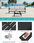 SERWALL HDPE Patio Furniture Set, 2 Pieces Outdoor Sectional Sofa Set, - Image 6