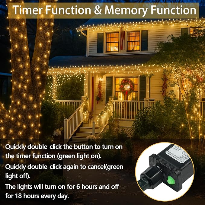 2-Pack 66FT 200 LED String Lights Indoor Outdoor Waterproof, Christmas Lights - Image 4