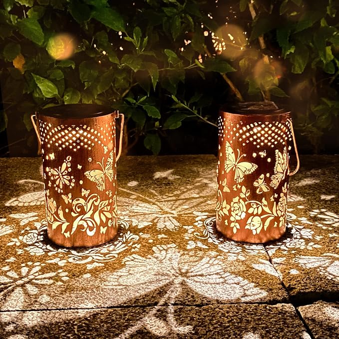 Butterfly Solar Lanterns Outdoor Hanging, Hollowed-Out Metal Waterproof LED - Image 8