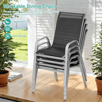 Patio Chairs Set of 4, Easily Set Up Stackable Outdoor Dining Chairs - Image 5
