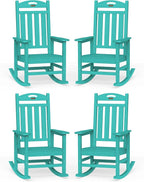 Oversized Rocking Chairs Outdoor Set of 4, High Back Porch Rocking Chair by Suunyn