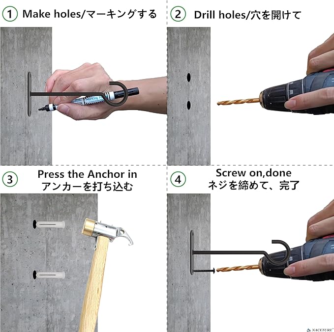 NACETURE Ceiling Hooks Heavy Duty 2 Pack - Image 4