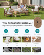 SERWALL HDPE Patio Conversation Set, 6-piece Sectional Outdoor Furniture Set - Image 3
