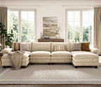 LINSY HOME 157'' Modular Sectional Sofa Beige Couch Corduroy Cloud Couches - Image 8