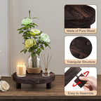Wood Plant Stand Indoor Outdoor, 12/10/8/6" Round Wood Riser - Image 4