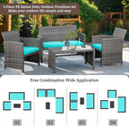 4 Piece Patio Ratten Set Outdoor Furniture Set Wicker Conversation Set - Image 2