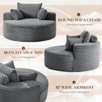 Oversized Round Chaise Longue Chair Indoor, Modern 55-inch Upholstered Corduroy - Image 5