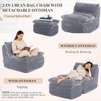 Boneless Chaise Lounge Chair Indoor, Adult Bean Bag Chair - Image 7