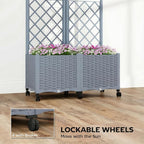 Outsunny Planter Box with Trellis, Self Watering Raised Garden Bed with - Image 5