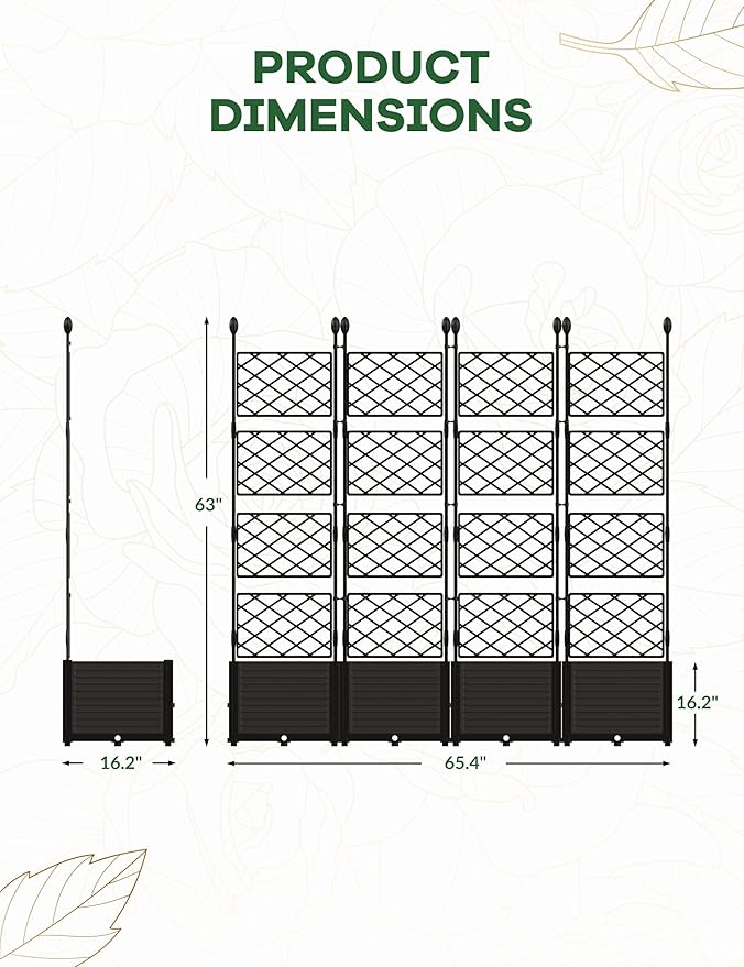 4 PCS Raised Garden Bed with Trellis, Patio Privacy Screen & Balcony Garden - Image 3