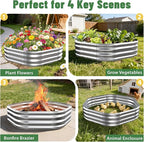 Hexagon Raised Garden Bed, 48 Inch Diagonal & 12 Inch Tall, Galvanized Steel - Image 7