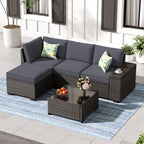 Jing's Villa 5-Piece Patio Furniture Set, All-Weather Outdoor Wicker Sectional by JingsVillaOutdoorFurniture