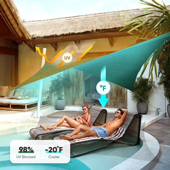 Quictent 185GSM HDPE Sun Shade Sail Canopy Green 98% UV-Blocked - Image 3