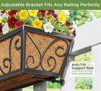 Y&M 24 Inch Window Deck with Coco Liner, Fence Metal Hanging Flower Planter - Image 7