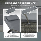 Outsunny Wicker Outdoor Chaise Lounge Set of 2, 5-Level Adjustable Backrest PE - Image 5