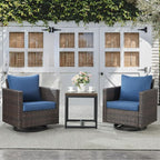 Belord Outdoor Bistro Set 3 Piece Wicker Swivel Rocker Patio Chairs, Oversize by Belord