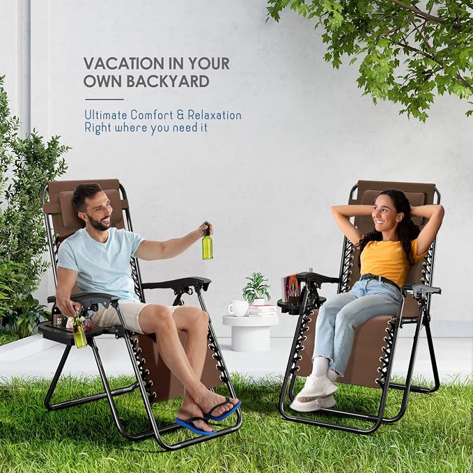 Nestl Zero Gravity Chairs Set of 2, Patio Lounge Chair Outdoor - Image 9
