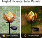 2Pack Solar Lights Outdoor Garden Decor, LED Lotus Flower Lamp, Metal Tulip - Image 4