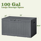 Flamaker Outdoor Storage Box 100 Gallon Waterproof Resin Deck Box Delivery Box - Image 6