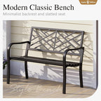 Sophia & William Outdoor Metal Bench Patio Garden Bench, Cast Iron Park Benches - Image 3