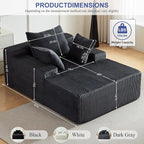 67 Inch Chaise Lounge Chair Indoor, Oversized Upholstered Boneless Sofa Bed - Image 2