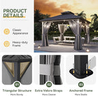 Aoxun 12'x12' Hardtop Gazebo, Aluminum Frame Canopy - Image 4