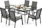 Sophia & William Outdoor Dining Set 7 Pieces, 6 x Aluminum Stackable Chair by SophiaWilliam