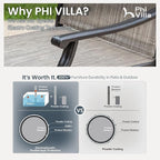 PHI VILLA 7 PCS Outdoor Dining Set, 2 Swivel & 4 Stable Patio Chairs and - Image 3
