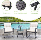 Vongrasig 3 Piece Outdoor Rocking Chair Set, PE Wicker Rattan Small Bistro Set - Image 4