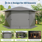 11.5x11.5FT 6-Sided Pop Up Gazebo Tent，One-Push Setup Canopy Tent - Image 3