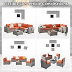 ovios 6 Pieces Patio Furniture Set, Outdoor Wicker Sectional Sofa - Image 7