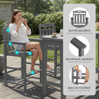 Ciokea 3 Pcs Outdoor Bar Height Table Set, Heavy-Duty All-Weather HDPE Patio - Image 6