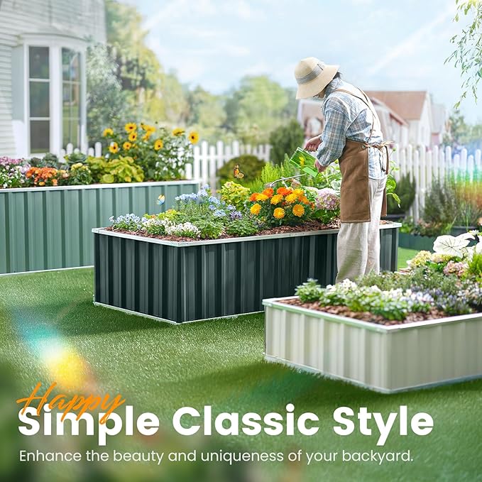 KING BIRD Raised Garden Bed 68" x 36" x 18" Heightened Galvanized Steel Metal - Image 4