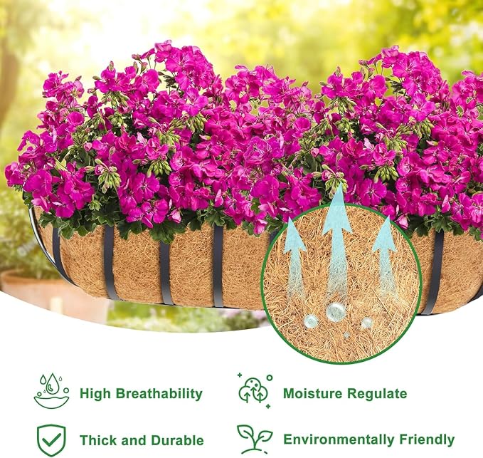 Y&M 30" Coco Liner for Window Box Deck Basket Planter Trough Coconut Fiber - Image 2