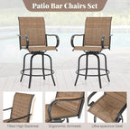 Giantex Set of 4 Swivel Outdoor Bar Stools, All-Weather Bar Height Patio Chairs - Image 6
