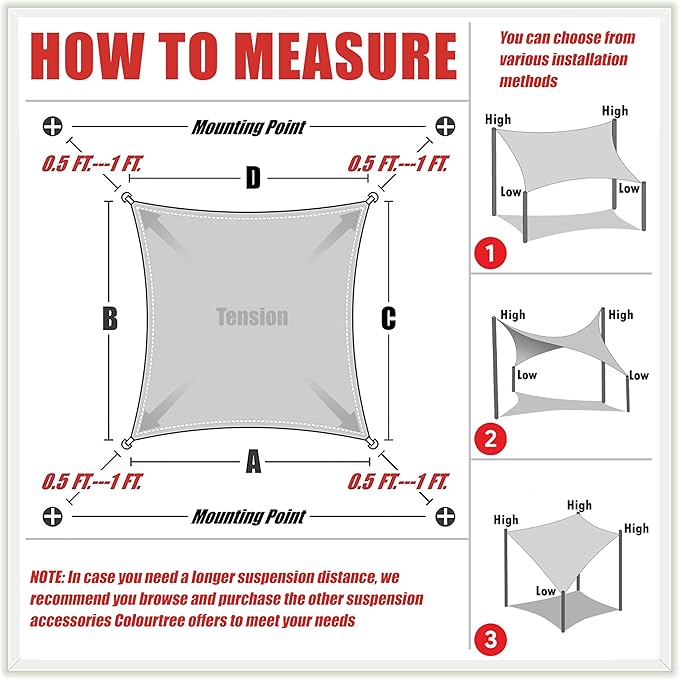 ColourTree TAPR1616 Custom Size 8' x 11' Sand Beige Sun Shade Sail Canopy UV - Image 6