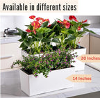 LaLaGreen Wall Planter for Outdoor White Self Watering Rectangular Window Boxes - Image 4