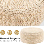 Cpintltr Ottoman Natural Seagrass Footrest Poufs Hand Weave Round Foot Stool - Image 6