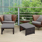 Tangkula 2 Pieces Patio Rattan Ottomans, All Weather Outdoor Footstool Footrest - Image 3