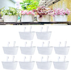 LaLaGreen Rail Planter Outdoor Plants White Metal Iron Hanging Flower Pots Deck by L%C3%A1L%C3%A1Green