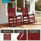 SERWALL Outdoor Rocking Chair Set of 4, Oversized HDPE Patio Rocking Chair - Image 9