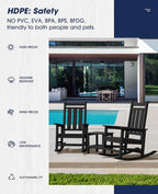 KINGYES Oversized Outdoor Rocking Chair Set of 2, All-Weather Patio Rocking - Image 8