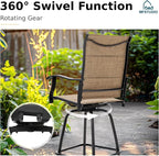 MFSTUDIO Outdoor Bar Stools Set of 2, Swivel Bar Height Patio Chairs Outdoor - Image 4