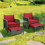 LEVELEVE Balcony Furniture 5 Piece Patio Conversation Set, PE Wicker Rattan - Image 4