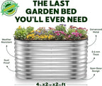 Plant & Plot Galvanized Raised Garden Beds Outdoor // 4×2×2 ft Planter Raised - Image 5