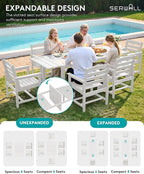 SERWALL 7-Piece Patio Dining Sets, All Weather HDPE Outdoor Furniture Set - Image 4